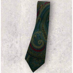 STEFANO RICCI VINTAGE Silk Tie ITALY Gray Green Paisley W:3.1" EUC